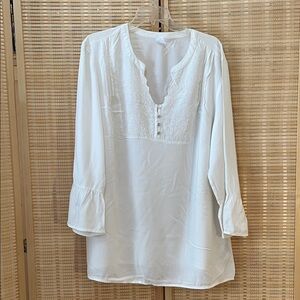 Indian White Embroidered yoke Rayon Top 16